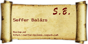 Seffer Balázs névjegykártya